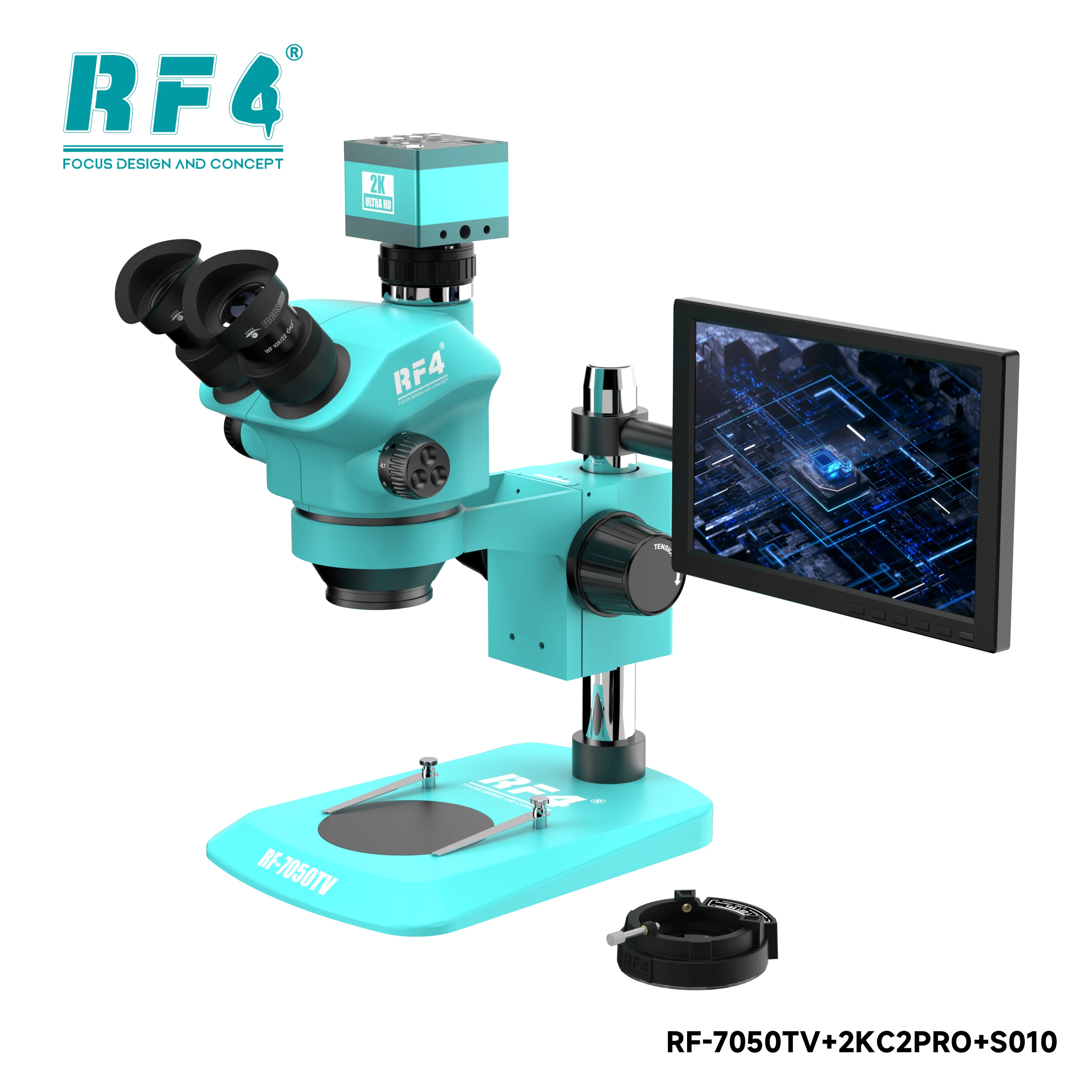 RF7050TV-2KC2-S010 3안 현미경 연속 줌 전자 비디오 휴대폰 수리 PCB 수리 현미경 광시야