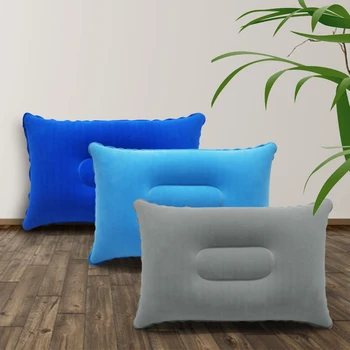 S-Portable Ultralight Inflatable PVC Nylon Air Pillows Camping Sleep Cushion Travel Hiking Beach Car Plane Head Rest Camp Gears 1