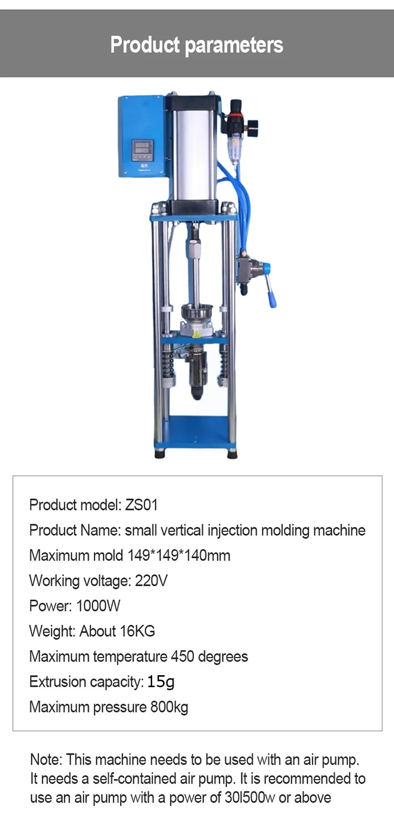 JH 220V/110V 15g Vertical Injection Molding Machine Desktop Polymer Plastic USB
