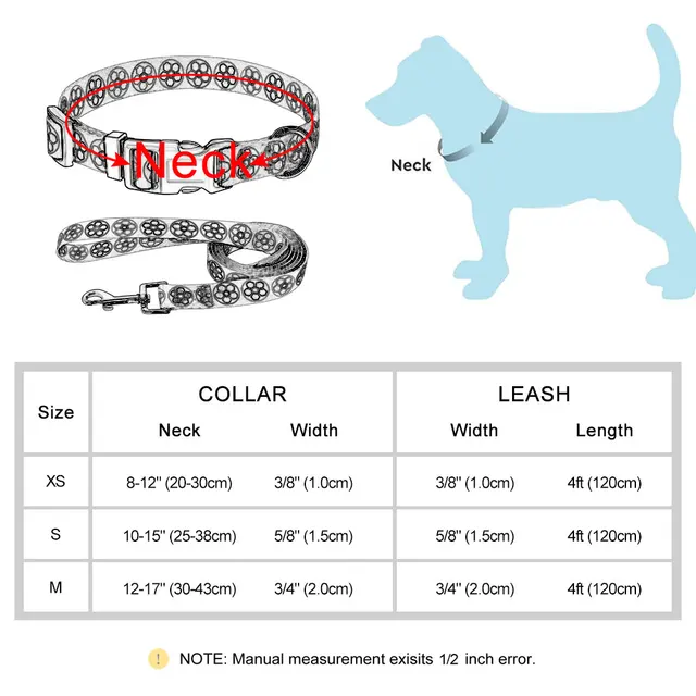 Nylon Cute Puppy Dog Collar Leash Set Adjustable Flower Cat Collars Walking Leashes For Small Medium Pets XS S M 6