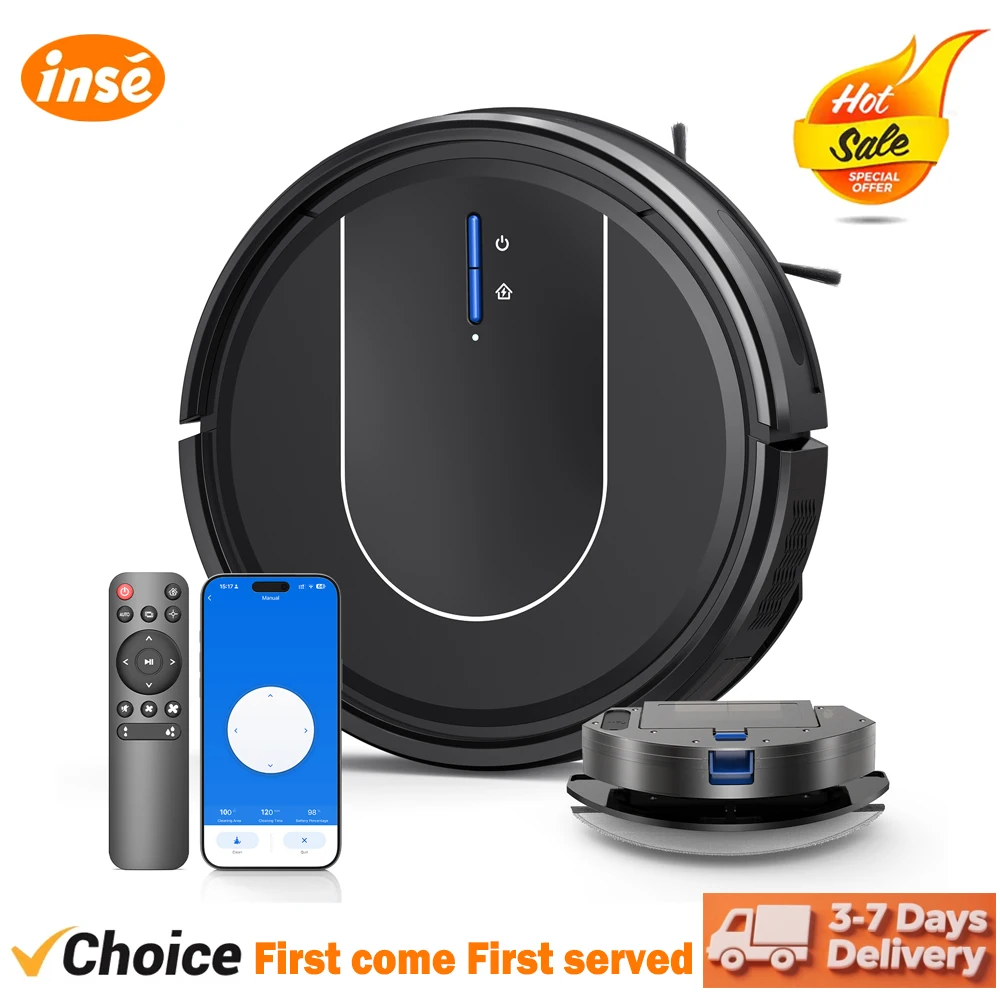 INSE Robot Vacuum Cleaner 3-in-1 Sweep Mop Vacuum Cleaner 5000Pa Strong Suction with Auto-Return Charging Support Alexa/WiFi/App 1