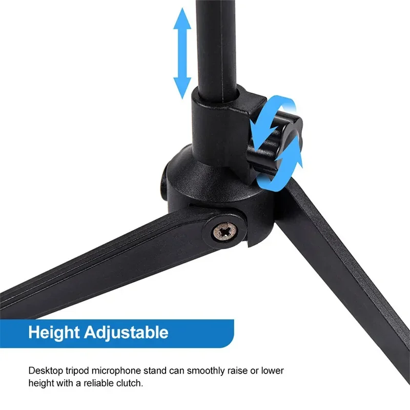 Universal Microphone Stand Desktop Tripod Mini Portable Table Stand Adjustable Mic Clip Holder Bracket Lightweight Bracket
