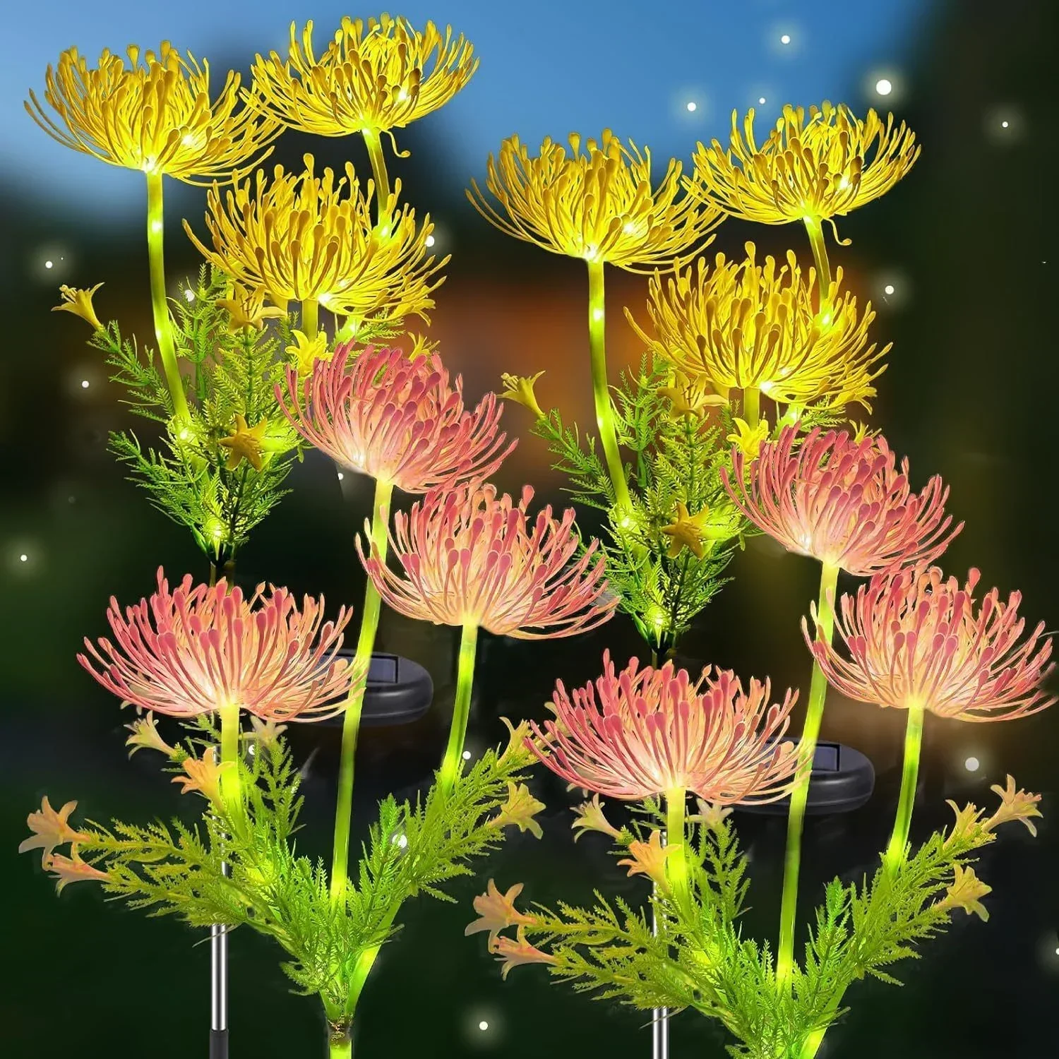 Solar LED 3 Head Flower Lights Waterproof Lights Solar Flower Lights For Garden Decorative Yard Lawn Mother's Day Easter Decor solar lights