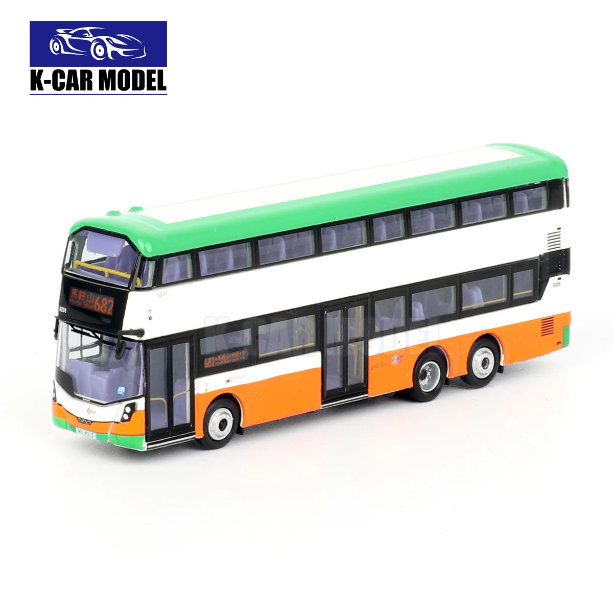 Model1 1/120 Hongkong First Bus B8L Route 682 Double-decker Bus Mini Diecast Model Car Toys Gifts For Father Friend