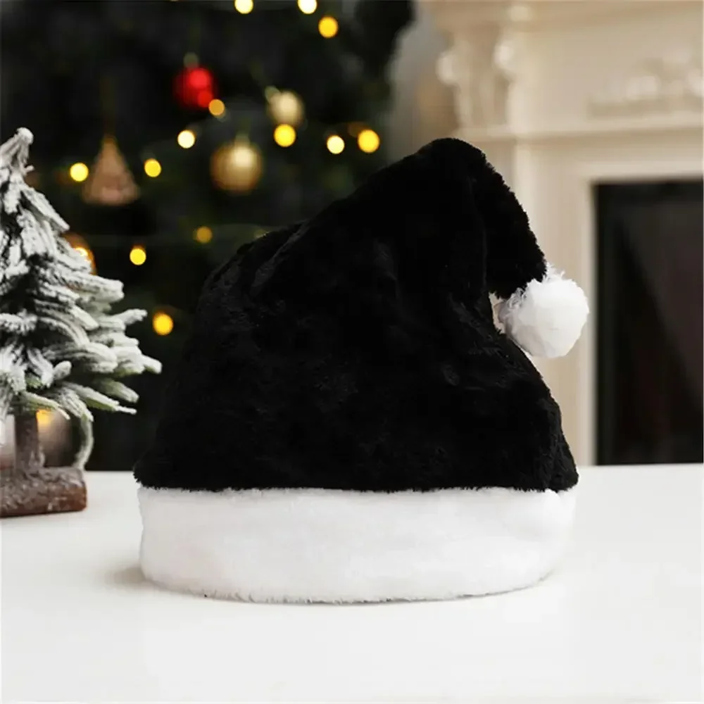 Plush Christmas Hat For Women Red Green Stitching Xmas Hat Adults Kids Christmas Decorations Winter Caps Home Santa Claus Gift