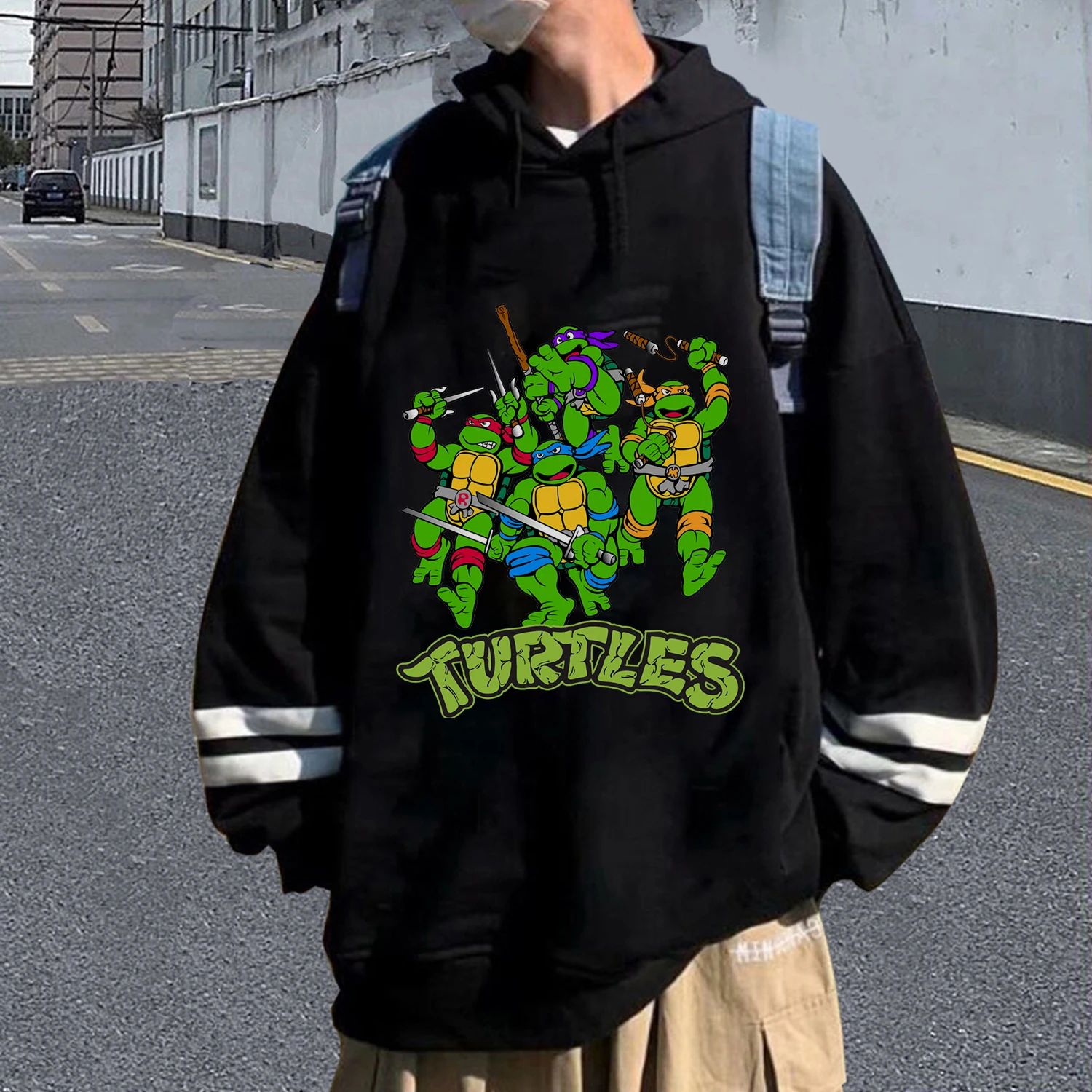 Sudadera Con Capucha Para Hombre SEANATIVE - Estampado Tortuga Polinesia - Talla 6XL Negro