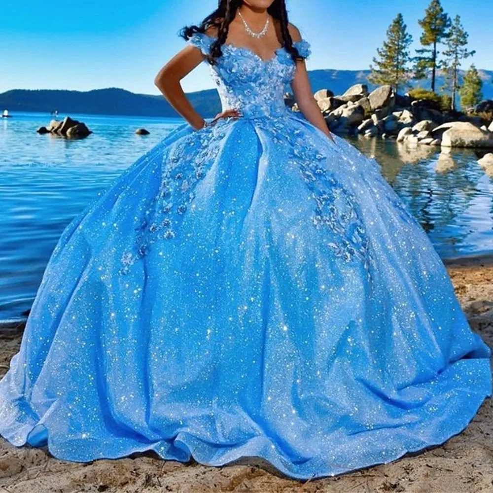 Ice Blue Quinceanera Dresses Princesa PR30135 Panel Train Detachable Strap Quinceanera Dress Ice Blue Quinceanera Dresses Princesa PR30135 Panel Train Detachable Strap Quinceanera Dress