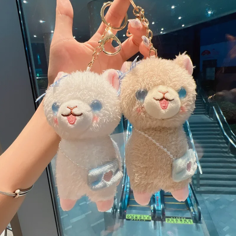 

15cm Cute Furry Alpaca Pendant Stuffed Animals Sheep Doll Lovely Lamb Plush Toy Bag Pendant Key Chain Child Girl Birthday Gifts