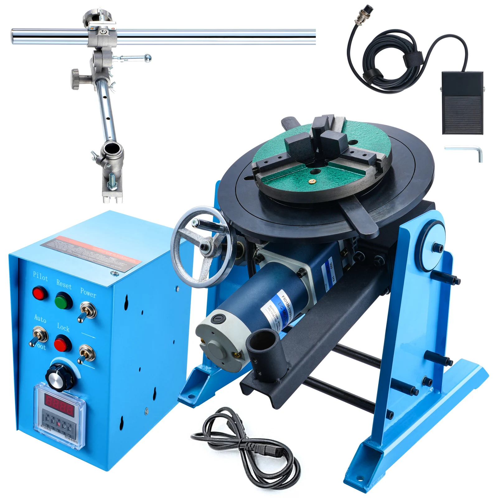 SucceBuy Rotary Welding Positioner50KG 0-90°Welding Positioning Turntable Table0.5-6RPM 120W with 12.4 Inch 3-Jaw Lathe Chuck
