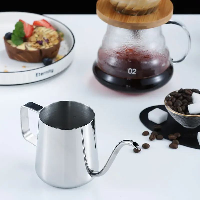 304 Stainless Steel 250ML/350ml Long Narrow Spout Coffee Pot Gooseneck Kettle Hand Drip Kettle Pour Over Coffee with Lid