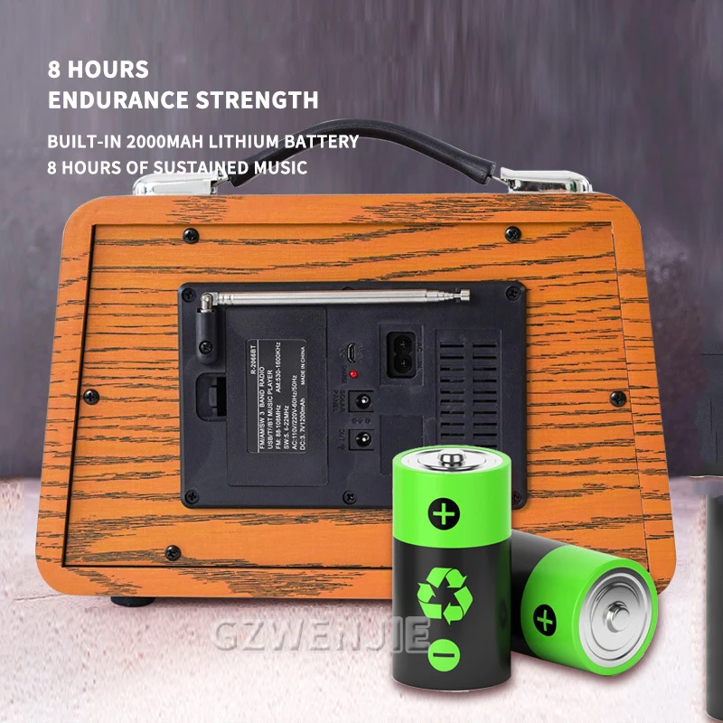 High Quality Wooden Retro Portable Radio Music Player AM/FM/SW Multi-function Bluetooth Speaker Subwoofer Card Audio Caixadesom