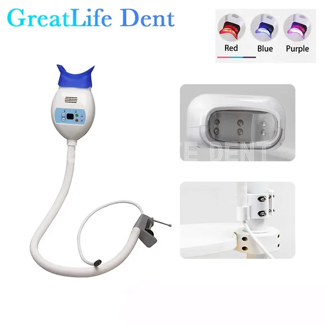 GreatLife 3Colors Teeth Whitening Machine 8LED Light Dental Cold Light Lamp Tooth Bleaching Lamp Dentistry Tool