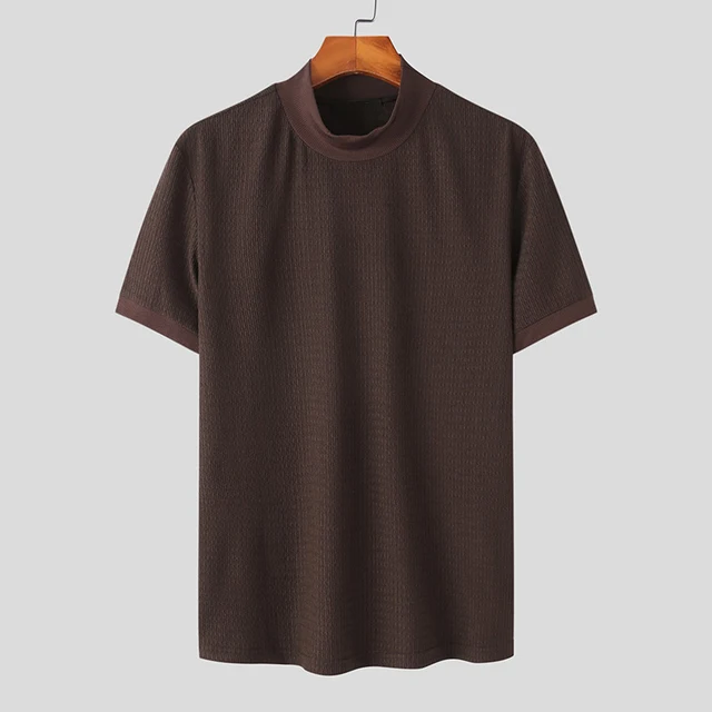 ZVX Cool Feeling Ice Silk Men's Short Sleeve T-Shirt - Solid Color Casual Tee, Breathable Summer Shirt
