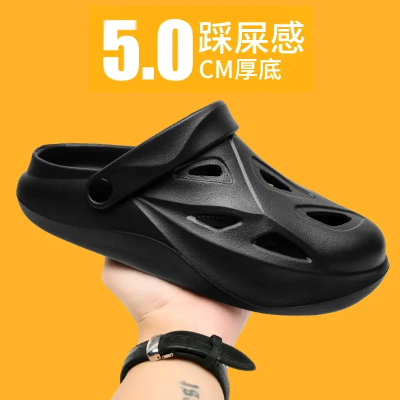 

2023Summer New Men's Printed Sandals Hole Shoes Anti-slip Beach Slippers Men Shoes Outdoor Slippers Clogs Men’s Slippers 45