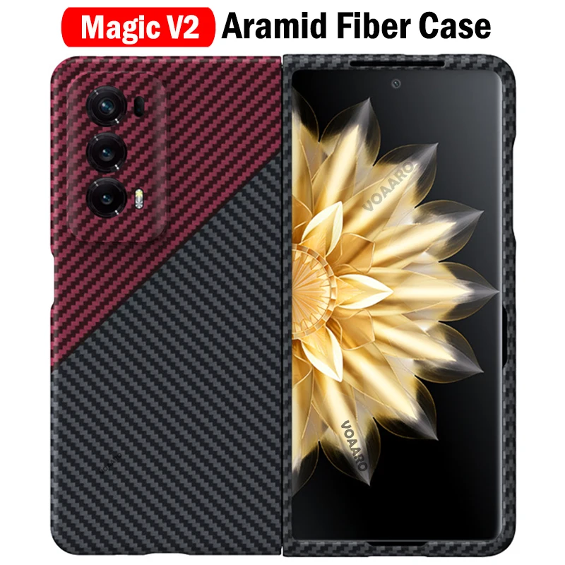

Funda for Honor Magic V2 Aramid Case 3D Ultra Thin & Light Capa for Honor Magic V2 Case Real Carbon Fiber Aramid Cover