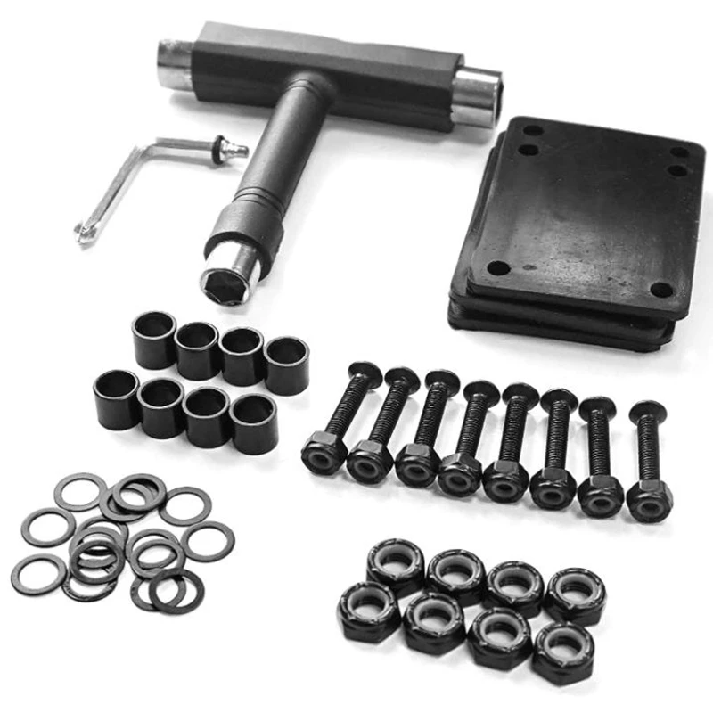 

Skateboard Hardware,Skate T-Type Tools Skateboard Riser Shock Pads,Shockpads Hardware Screws,Axle Washers/Nuts/Spacers