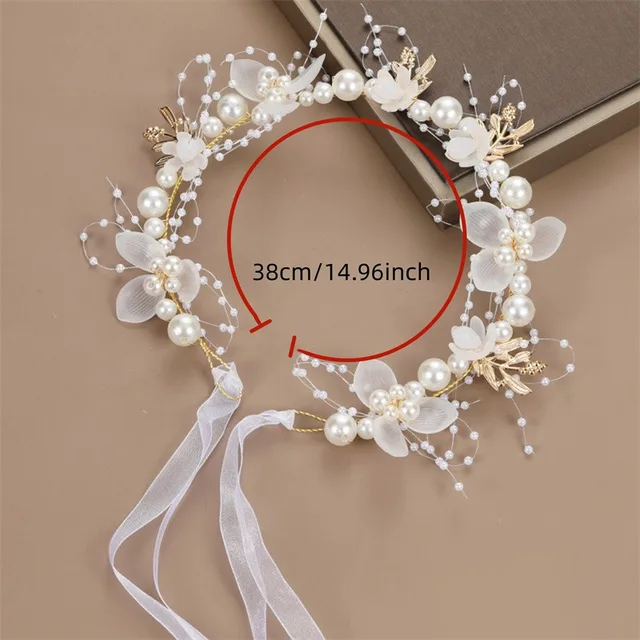 Tocado de pelo de perlas bohemias para niña, corona de flores para novia, diademas de Aro para la cabeza, joyería para el cabello, regalos para niños, Primavera - Imagen 6