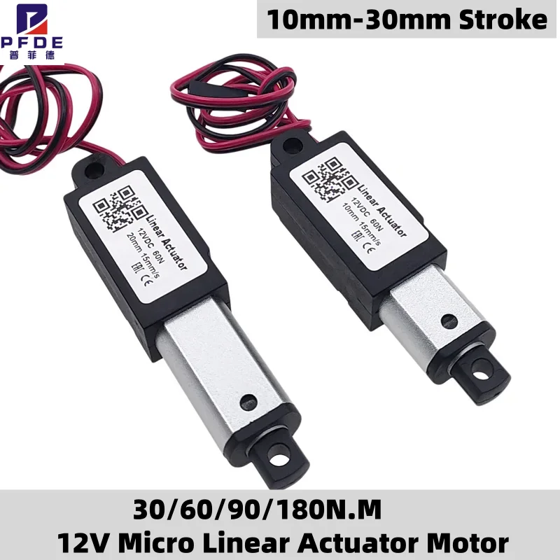 12V Micro Linear Actuator Motor Actuador Lineal 10mm--30mm Stroke for Remote Controls Robotics Home Automation 30/60/90/180N