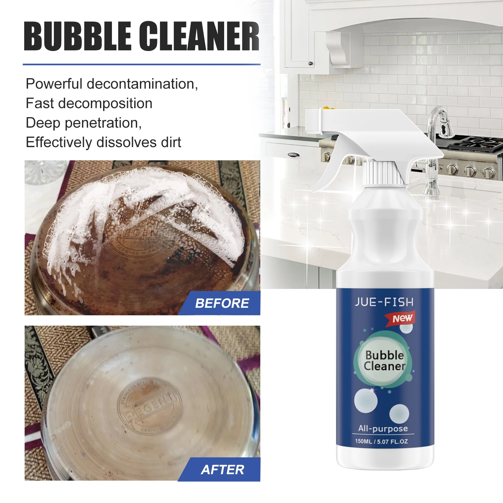 Kitchen Oil Foam Cleaner Multi-functional Detergent Cleaning Spray Is Suitable for The Wall of The Exhaust Pipe of Range Hoo