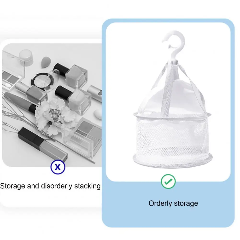 Anti-drop Drying Net Bag Strong Load-bearing Quick Dry Practical Makeup Brush Drying Mesh Bag with Windproof Buckle 4