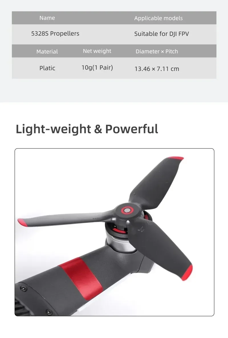 DJI FPV 5328S 프로펠러용 퀵 릴리스 프로펠러(DJI FPV 드론 액세서리용 선물용 암 스티커 포함)
