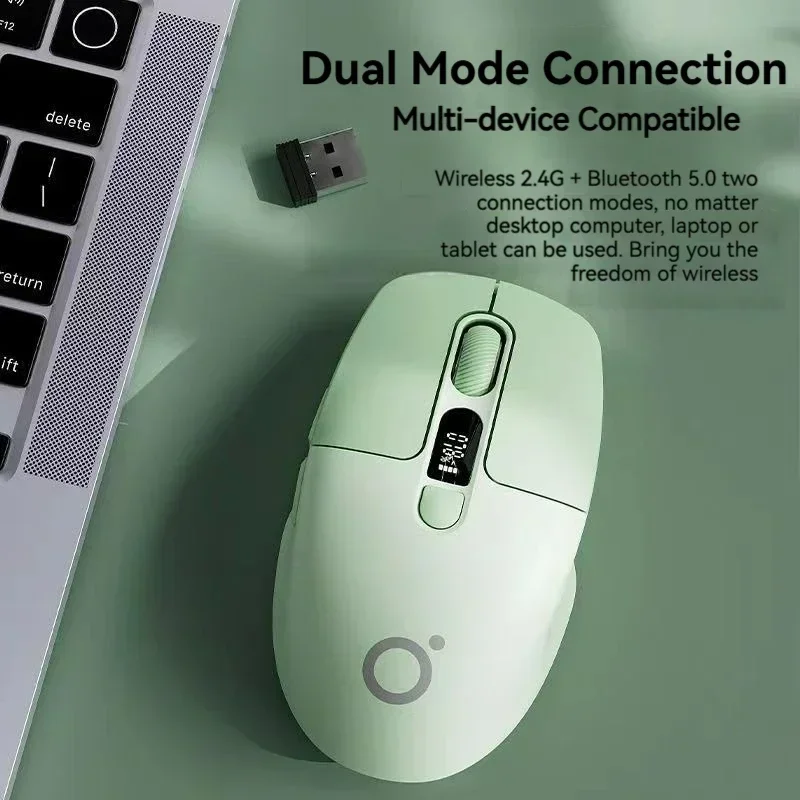 Eweadn Q1 Mice 2.4 Wireless Bluetooth Dual-Mode Mouse 1600PDI Smart Screen Esports Silent Rechargeable Gaming Mouse for Office