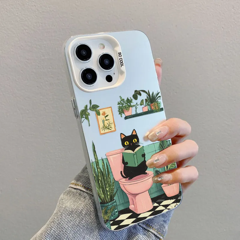 Lovely Cartoon Cat Laser Phone Case - Shockproof Protective Cover