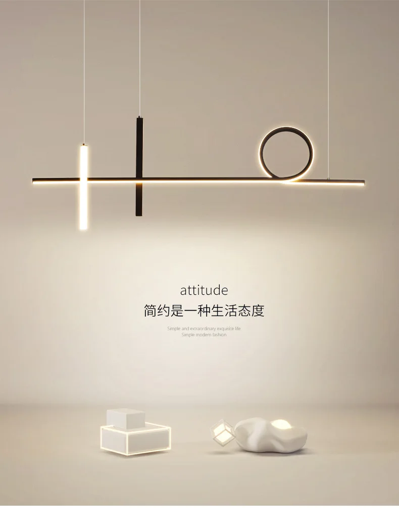 Description Picture 2 of itemLED Restaurant Light Pendant Modern And Simple Nordic Creative Bar Dining Room Dining Table And Long Strip Lighting Fixtures