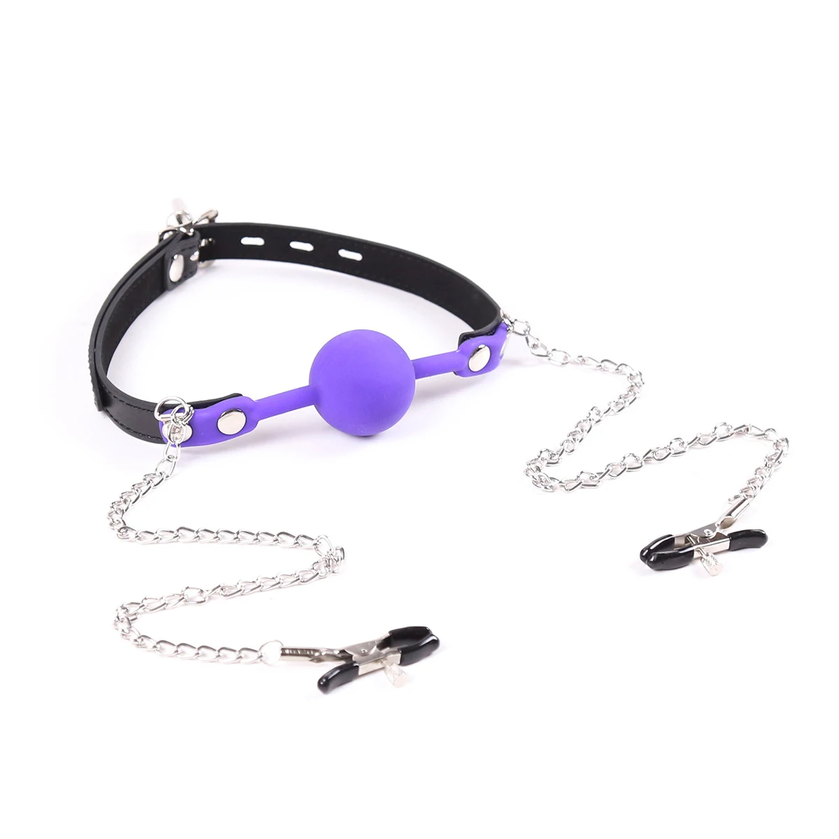 Silicone Mouth Gag Chain Nipple Clamp BDSM Bondage Sex Toy For SM Game