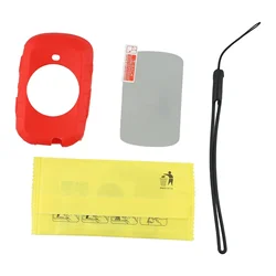 Premium Silicone Protective Case with Tempered Glass Screen Shield for GPS Cycling Computers (Red)