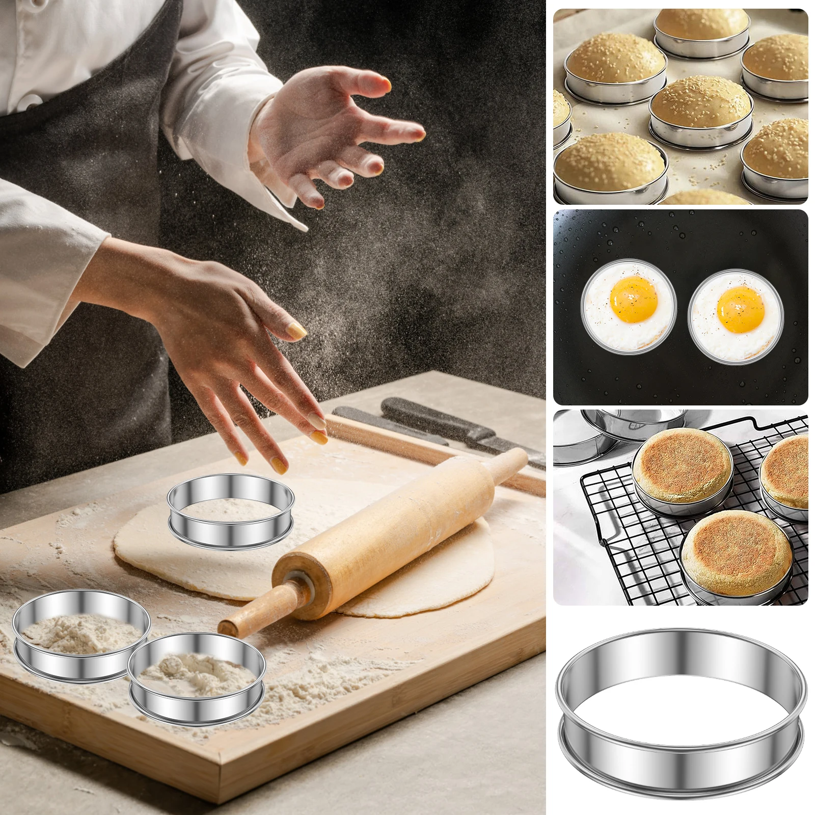 Micvtve 10 Pezzi Anelli per Crostate Circolari Fori nel Acciaio Torta di Frutta Quiche Torta