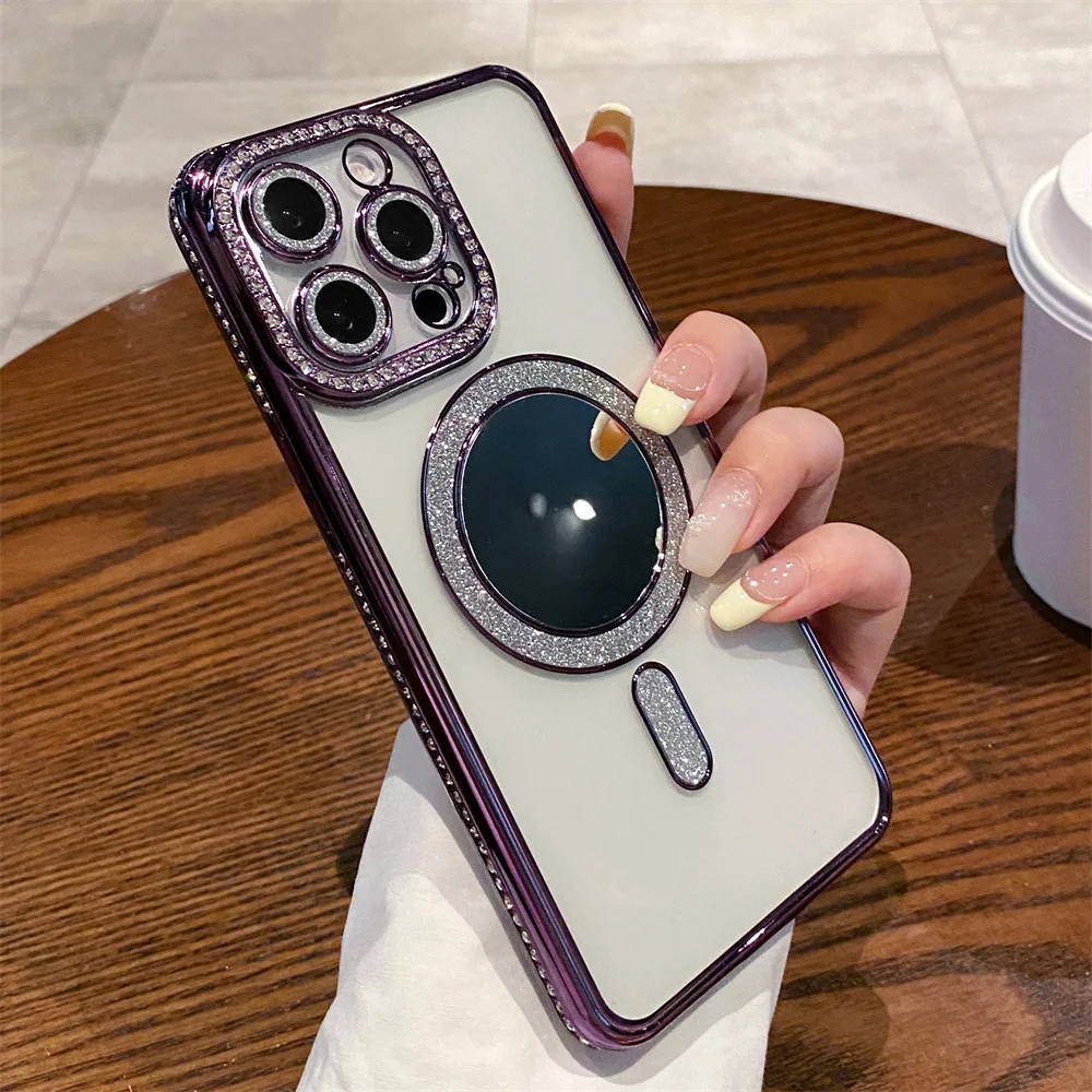 Luxury Magnetic Phone Case With Glitter Stand For Iphone Pro Max_voghion.com