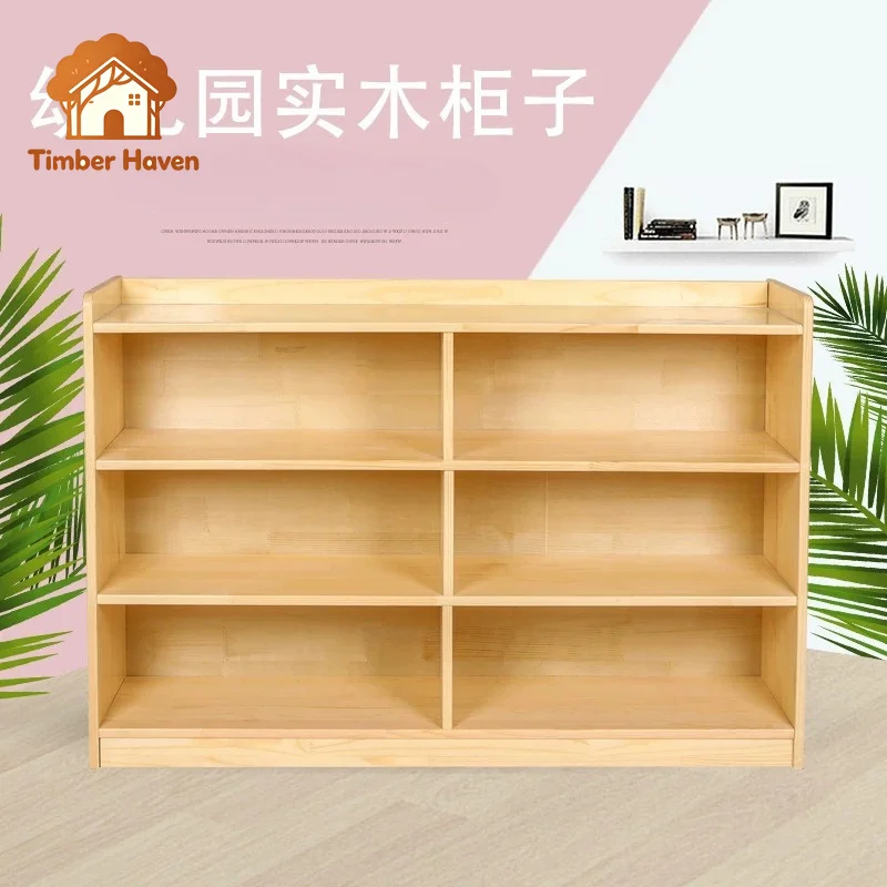 Meuble de rangement Montessori en bois massif pour jouets de maternelle et cartable d'enfant 1