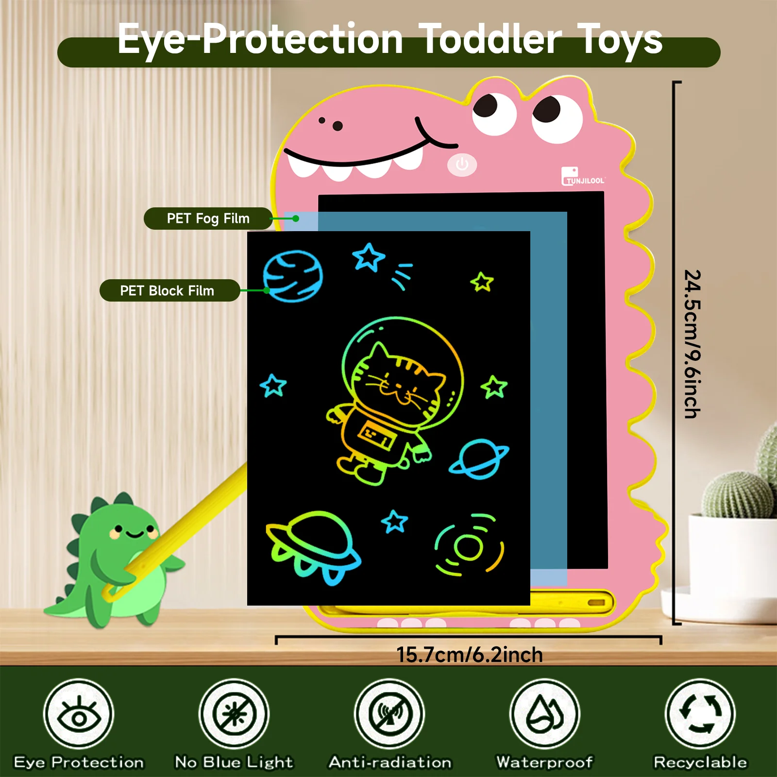 TUNJILOOL 8.5inch Cartoon Dinosaur LCD Writing Tablet Drawing Board Kids Graffiti Sketchpad Toys Handwriting Magic Drawing Board 4