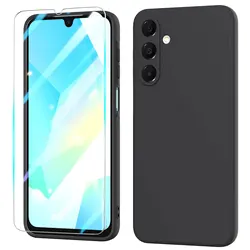 Silicone Shockproof Phone Case with Tempered Glass - Soft Protective Cover - A26