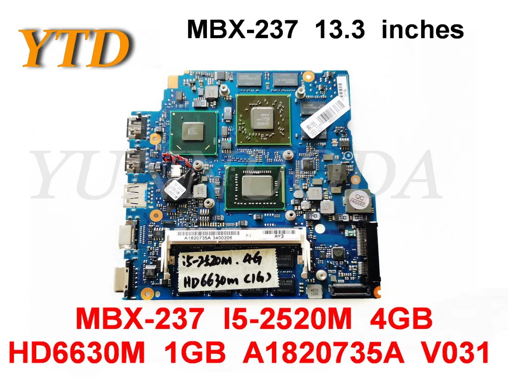 

Original for SONY MBX-237 laptop motherboard MBX-237 I5-2520M 4GB HD6630M 1GB A1820735A V031 1P-0114200-A011 tested good