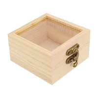 1pcs Log Color Plain Wood Wooden Square Hinged Storage Boxes Craft Gifts Box Handmade Case Box Storage Organization S/M/L/XL 1