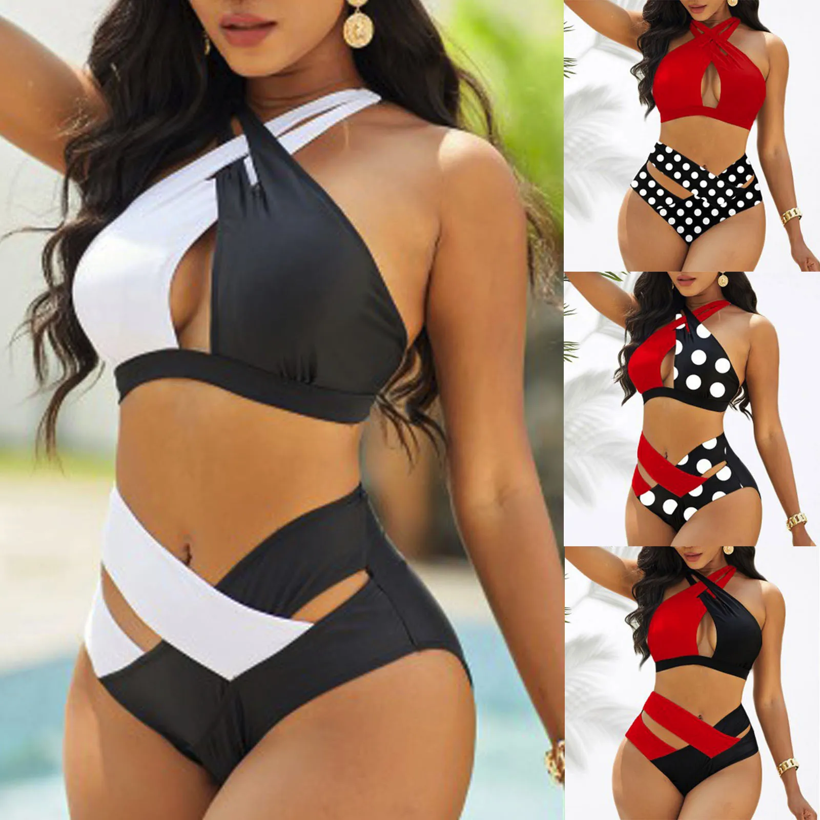 Bikini Donna Vita Alta Push Up AI'MAGE - Costume Due Pezzi, Top Reggiseno Incrociato - Foto 9