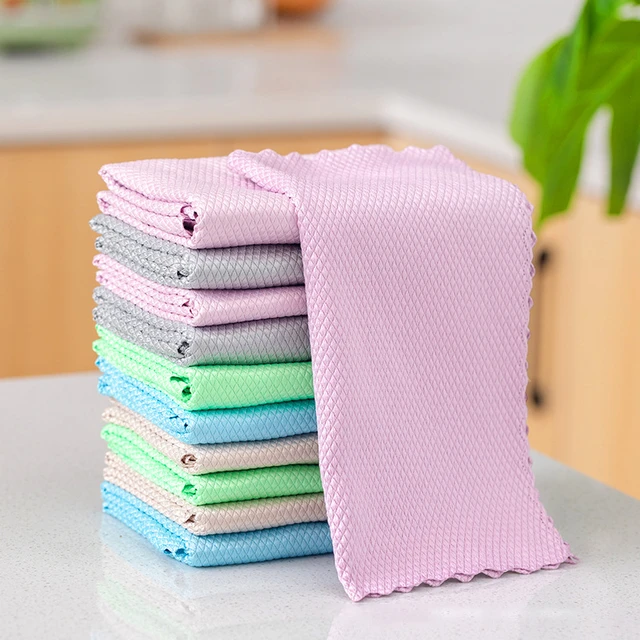 Outils De Nettoyage Torchon De Cuisine Chiffon Microfibres Microfibre  Chiffon De Lingette de nettoyage en microfibre, 3 pièces, Super absorbant,  efficace, écailles de poisson, pour le nettoyage des vitres, des plats -  AliExpress