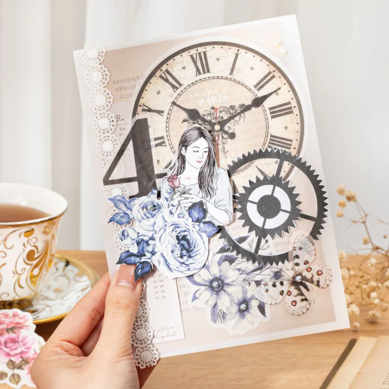 

40pieces Sticker Digital Flower clock Steampunk Handmade ledger DIY decorative Packing School Stationery Supplies 136*159MM