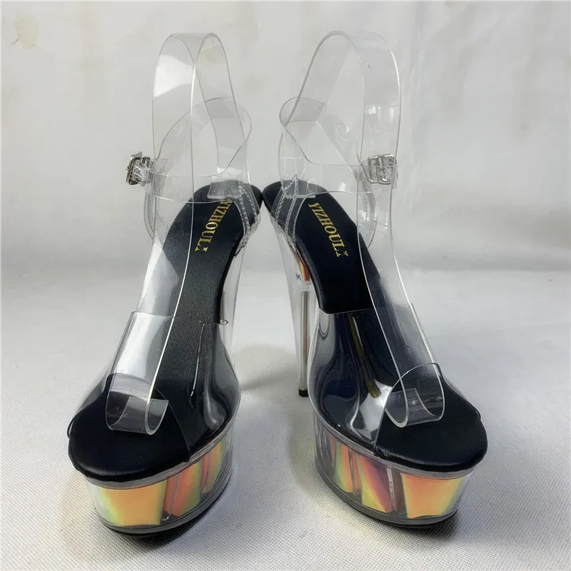 Fashion show heels, 15cm stilettos, dark blue party stage performances and sexy crystal dance shoes