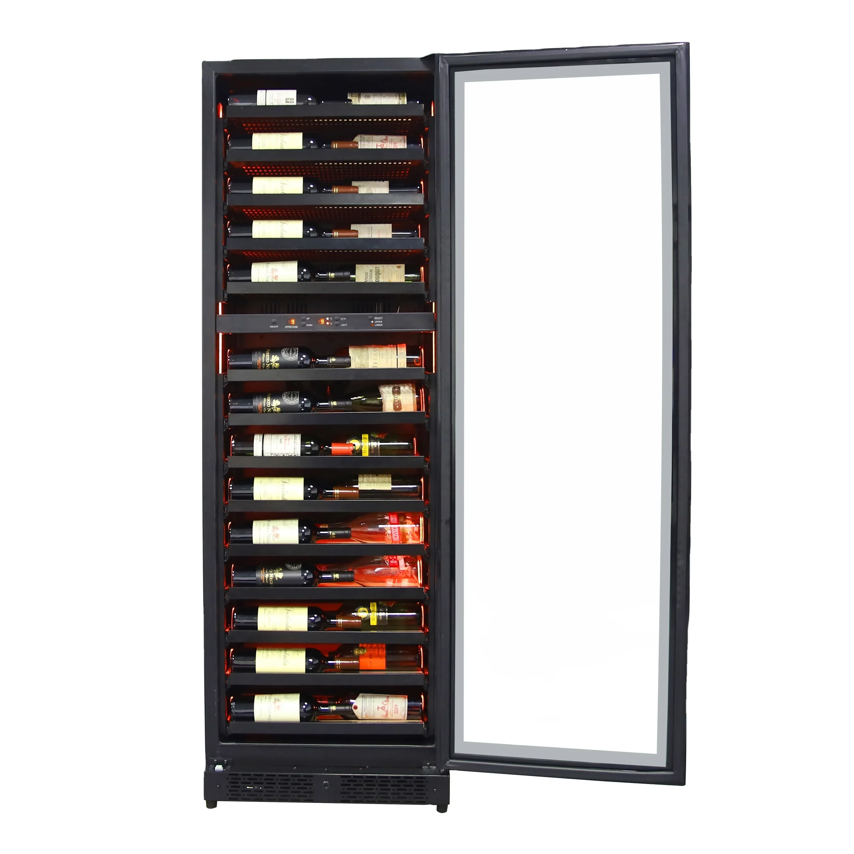 Large Narrow Built in New Fasion 54 Bottles Invert Compressor Glass Door Wine Cooler Refrigerator