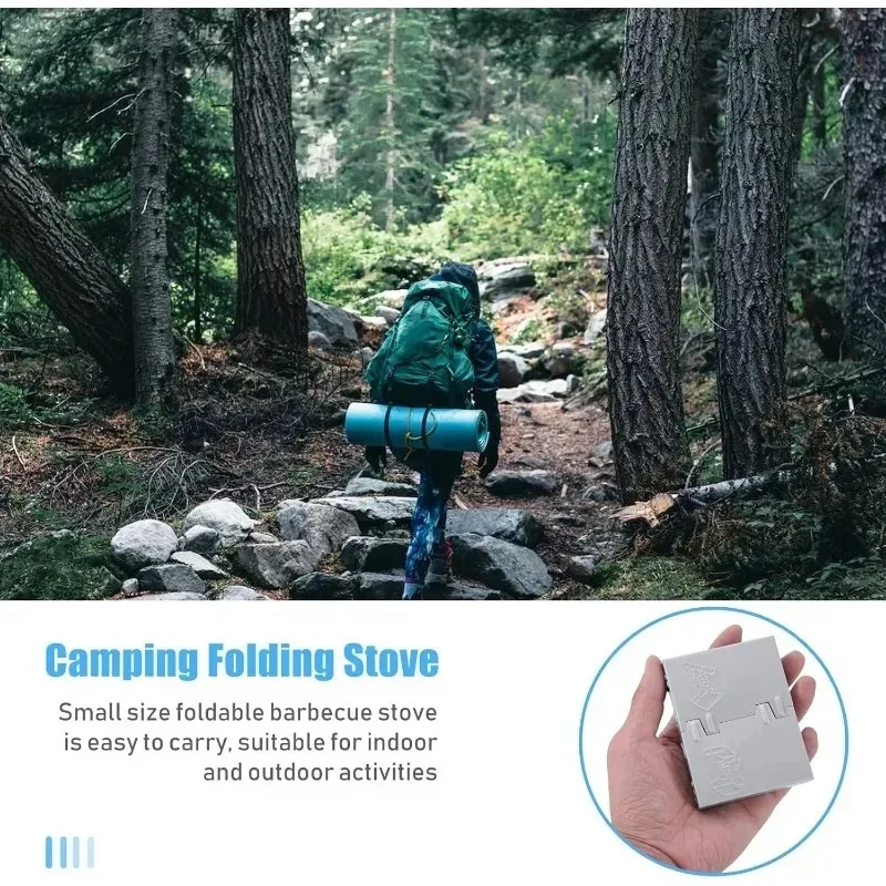 Foldable Tactical Solid Fuel Stove - Windproof Burner with Adjustable Flame Ideal Camping Gear for Hiking Backpacking Adventures
