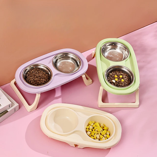 elevated Pet Cat Bowl Feeder Cat Food Bowl With Water Fountain Double Bowl Drinking Raised Stand Dish Bowls For Cats 2