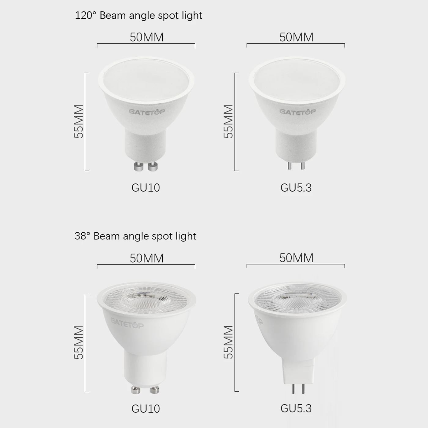 Projecteur à économie d'énergie LED GU10 GU5.3 AC100-240V AC110V  non-stroboscope lumière blanche chaude 3W-8W peut remplacer la lampe de  courbure 30W 50W