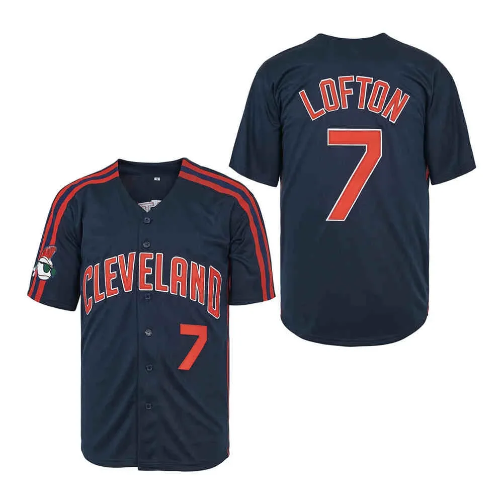 Men Baseball Jerseys Cleveland 7 LOFTON Sewing Embroidery High Quality Sports Outdoor Blue New ventilate