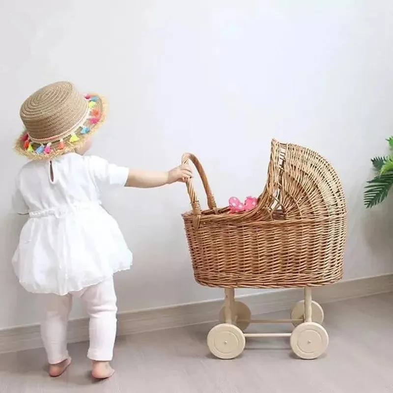 

Newborn Photography Props Vintage Cane Baby Cart Toy Photography Studio Baby Carriage Children's Room Decoration Doll Cart Props