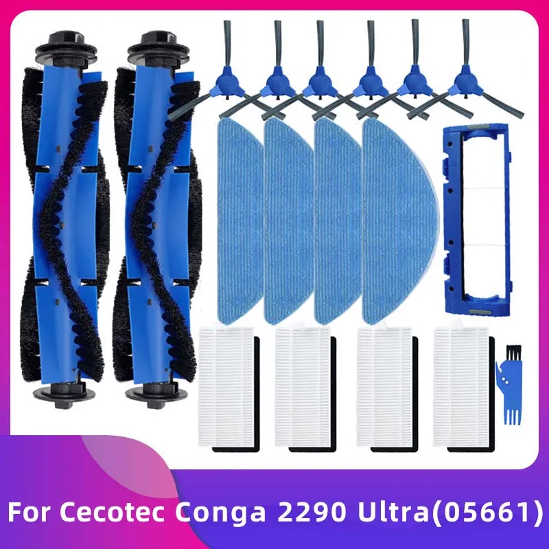 QUEBRA Kit Accessori Di Ricambio Per Cecotec Conga 2290 Ultra 05661 – Spazzola Principale, Laterali, Filtri, Panni E Spazzola Pulizia - 3