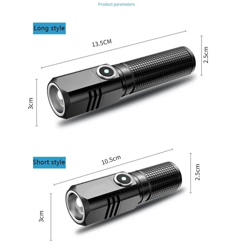 Szuper Harsány Mali ledes Zseblámpa USB újratölthető Búgás Harcászati Zseblámpa 3 Világítás mód kültéri kemping horgászni Zseblámpa