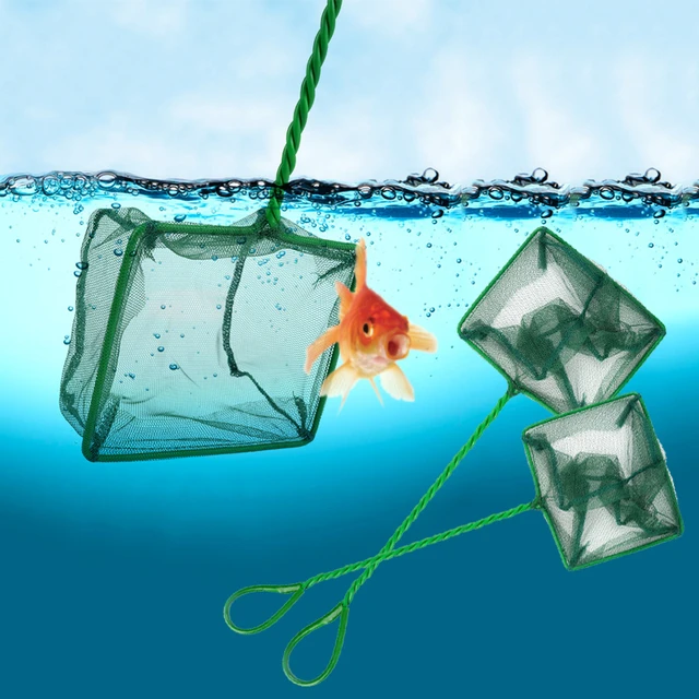 Portable Fish Net Long Handle Square Aquarium Fish Tank Shrimp Small Betta  Tetra Fish Landing Net